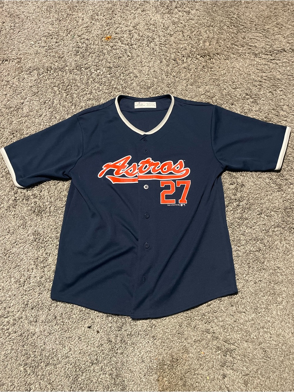 Astros Genuine Merchandise Navy and White V-Neck Athletic Jersey